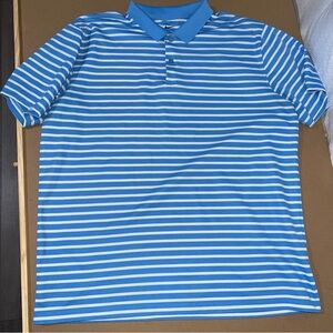 Nike Dri-Fit Blue and White Striped Men's Polo Shirt size Large